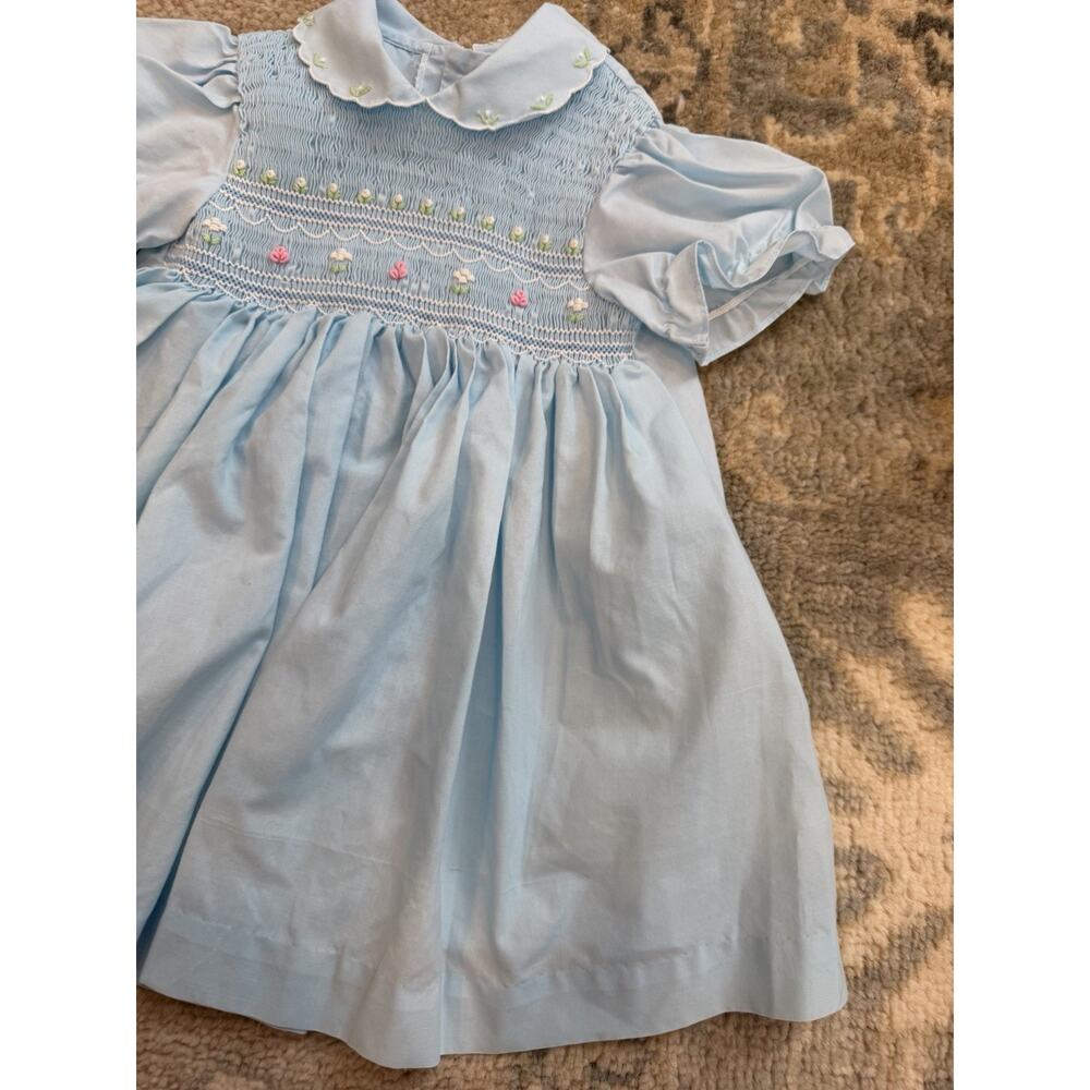 Baby Togs Blue Hand Smocked Baby Girl Dress 18 Months - Picture 8 of 13